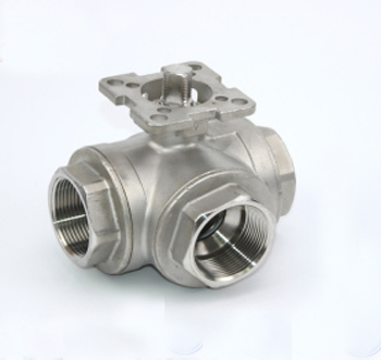 Three Way Thread Floating Ball Valve with ISO5211 High Mounting SDM-7102