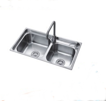 Hot Kitchenware Stainless Steel One Piece Stretched Double Bowl Sink SDM-6007