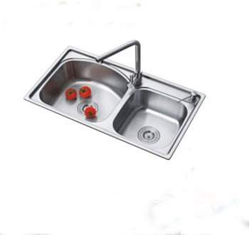 Classic Hot Sale Kitchenware Stainless Steel One Piece Double Bowl Sink SDM-6009