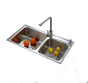 2015 Popular Style Classic Style Kitchenware Stainless Steel One Stretched One Picec Double Bowl 304 Stainless Steel Sink SDM-6008