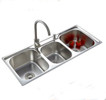 Special Kitchen Stainless Steel Three Bowl Overmount Kitchenware Top Mount Sink SDM-6017